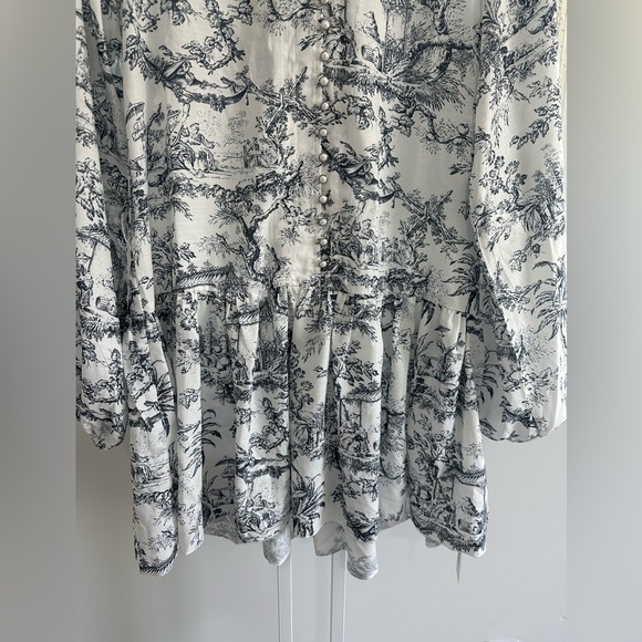 Commense Black and White Toile French Country Printed Dress - Picture 8 of 11